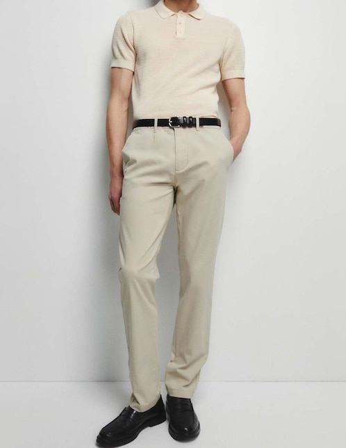 Pantalón chino recto de algodón para hombre 1