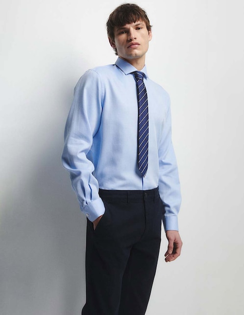 Camisa de vestir de algodón manga larga para hombre Camisa de vestir de algodón manga larga para hombre