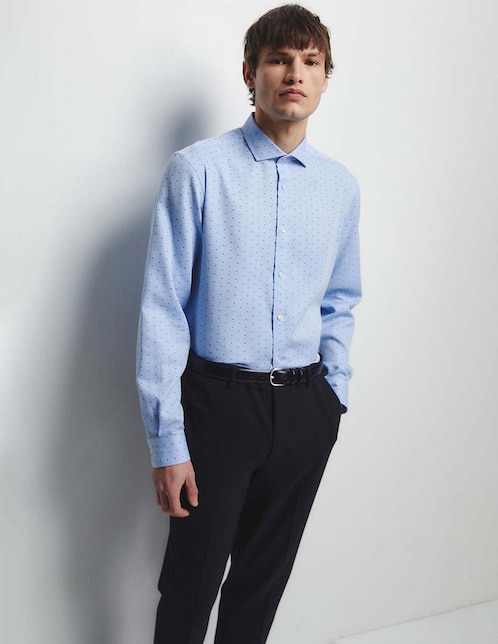 Camisa business casual de algodón manga larga para hombre 1
