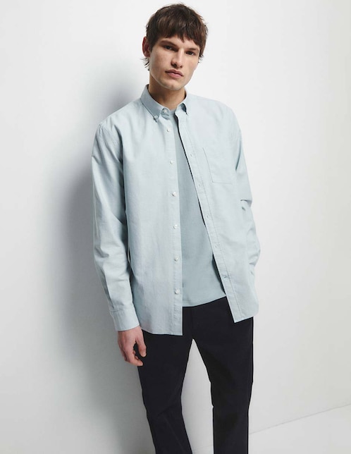Camisa casual de algodón manga larga para hombre 1
