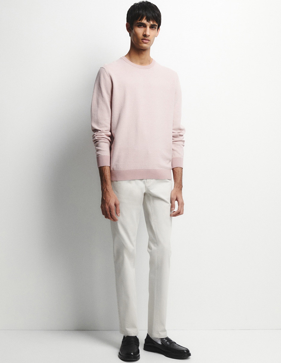 Pantalón de vestir recto de algodón para hombre 4
