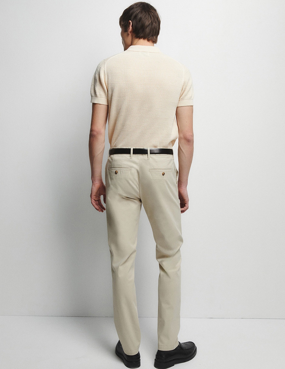 Pantalón chino recto de algodón para hombre 2