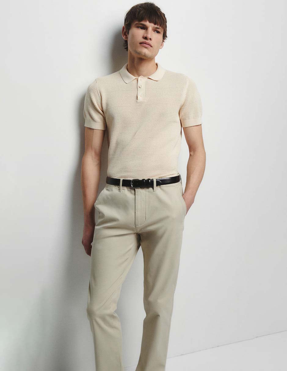 Pantalón chino recto de algodón para hombre 3