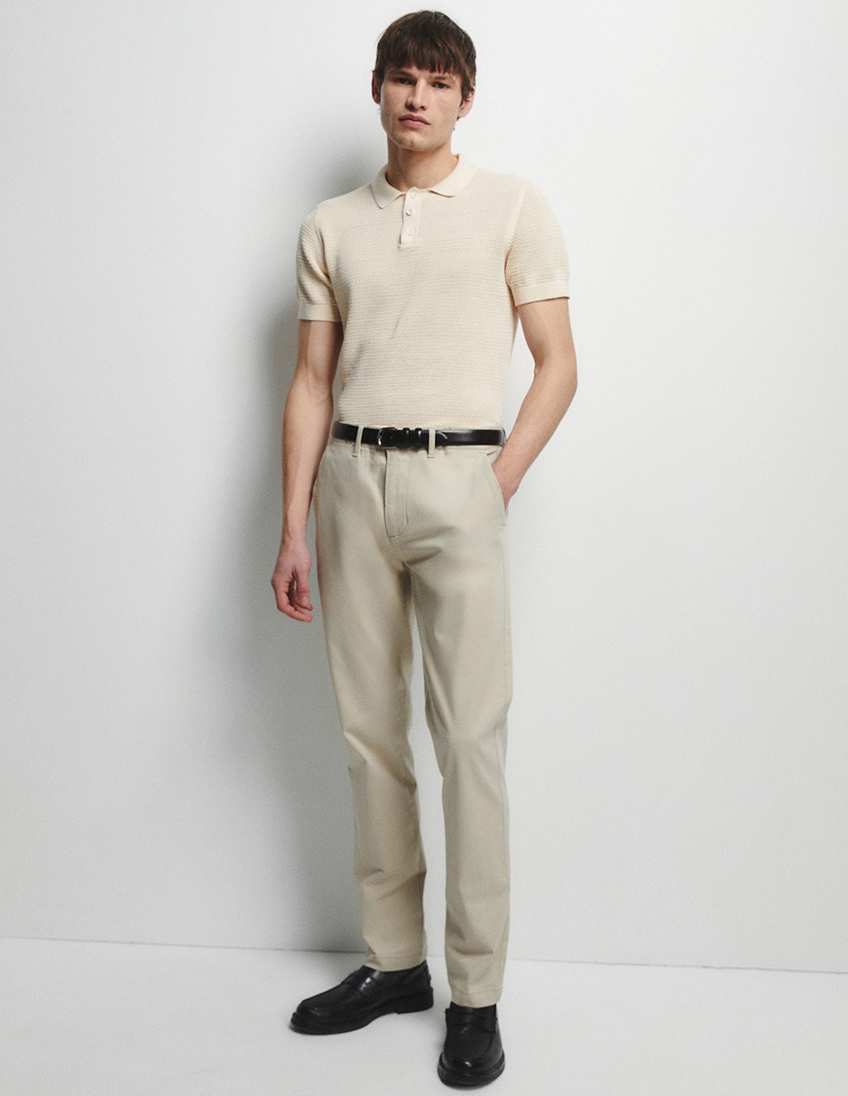 Pantalón chino recto de algodón para hombre 4