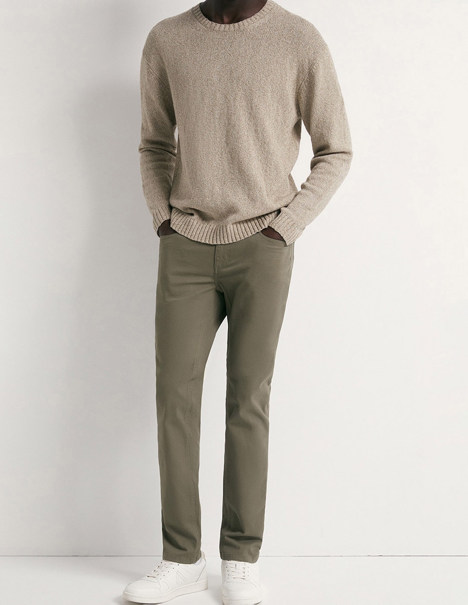 Pantalón de vestir recto de algodón para hombre 2