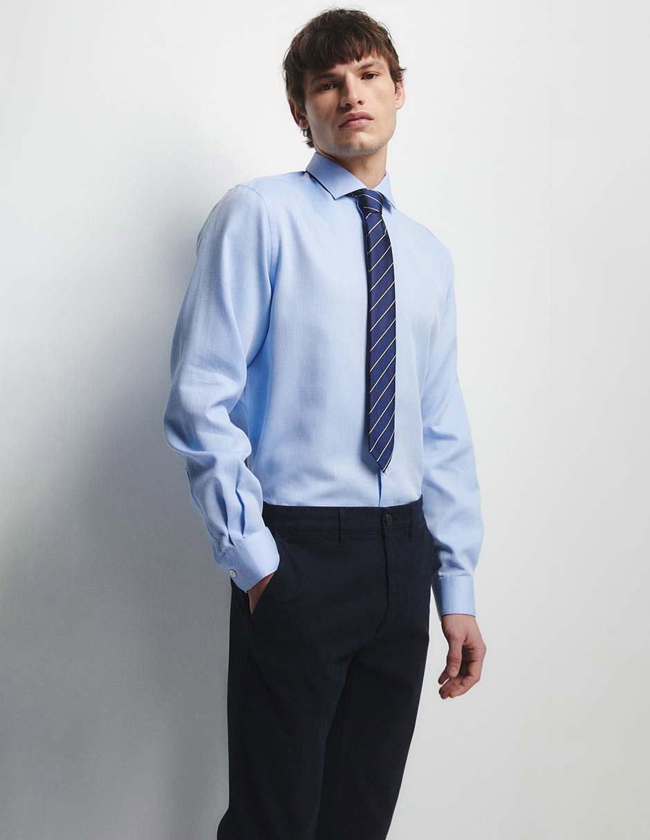 Camisa de vestir de algodón manga larga para hombre