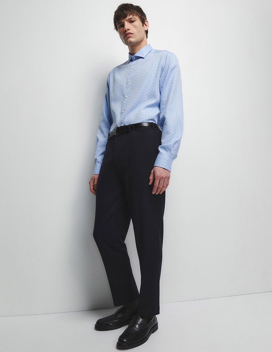 Camisa business casual de algodón manga larga para hombre 3