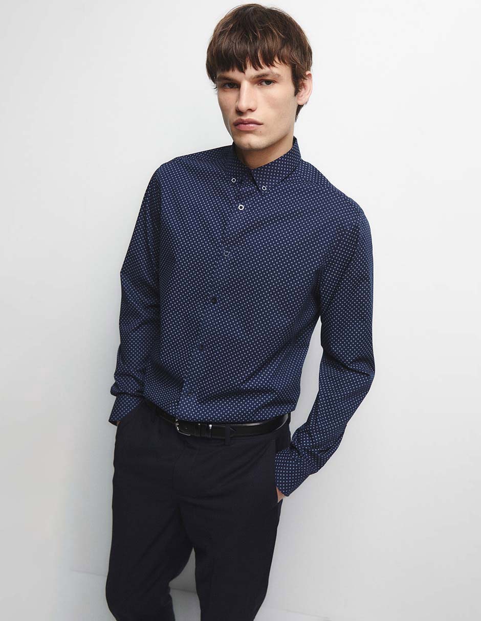 Camisa de vestir de algodón manga larga para hombre Camisa de vestir de algodón manga larga para hombre