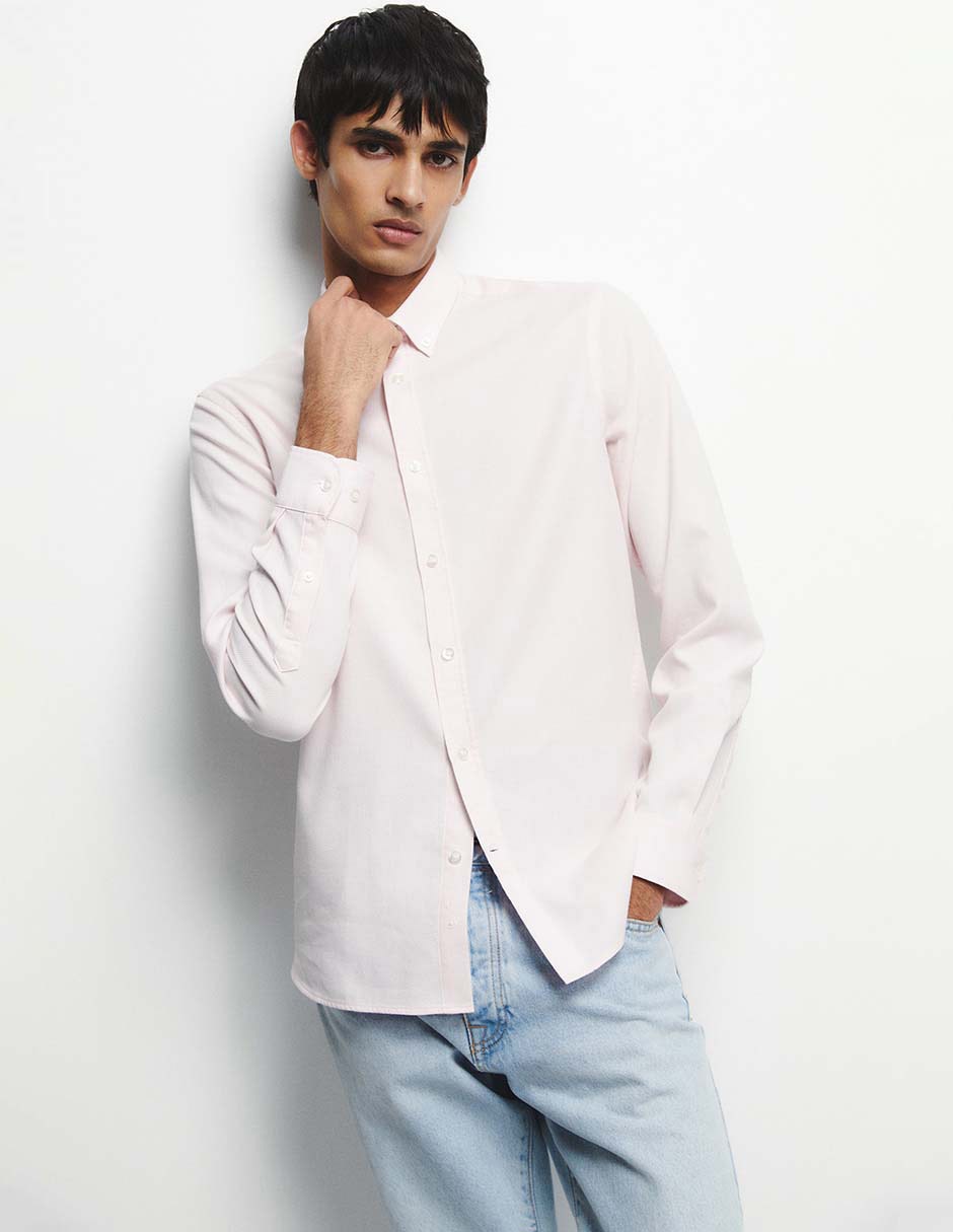 Camisa casual de algodón manga larga para hombre
