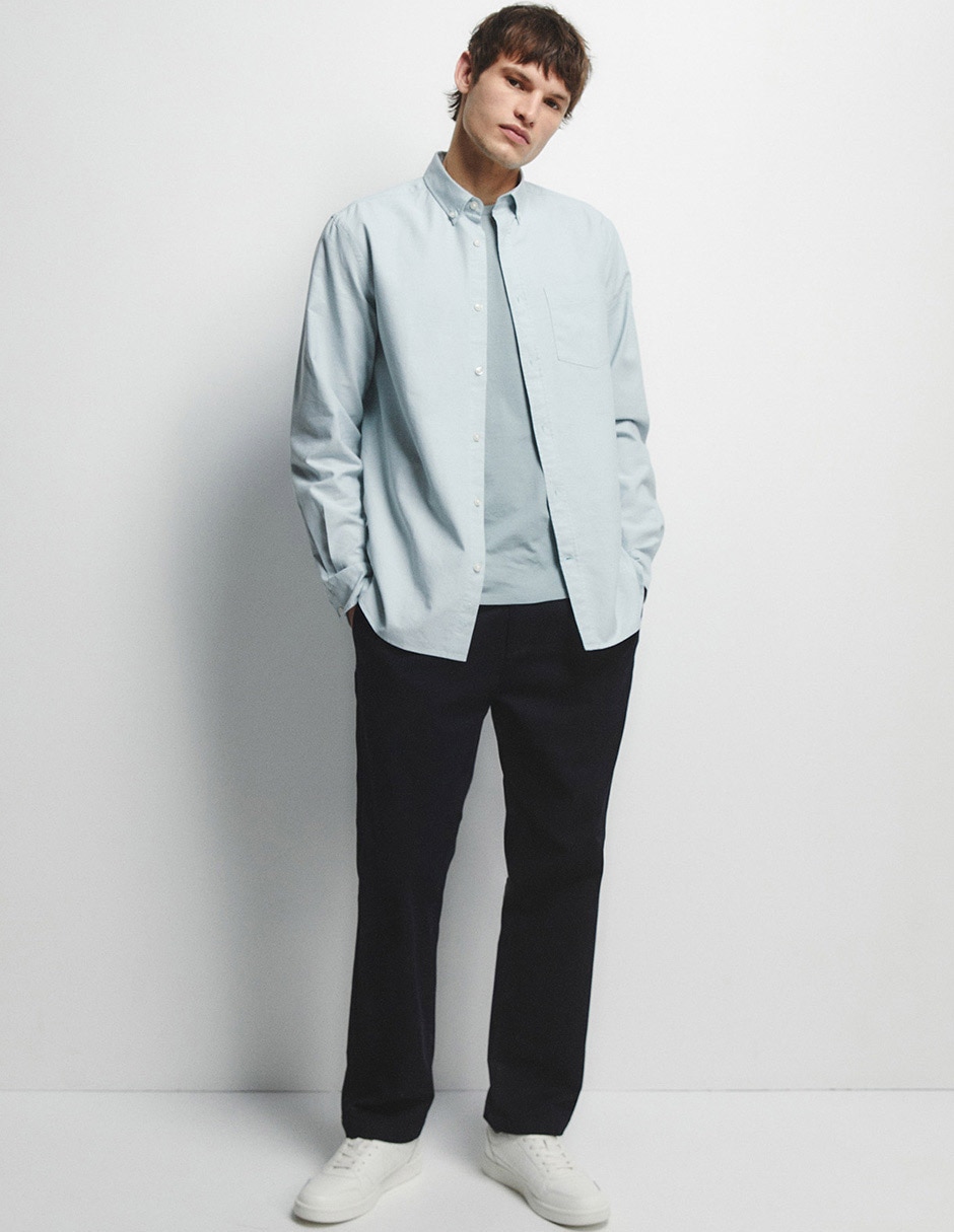 Camisa casual de algodón manga larga para hombre 4