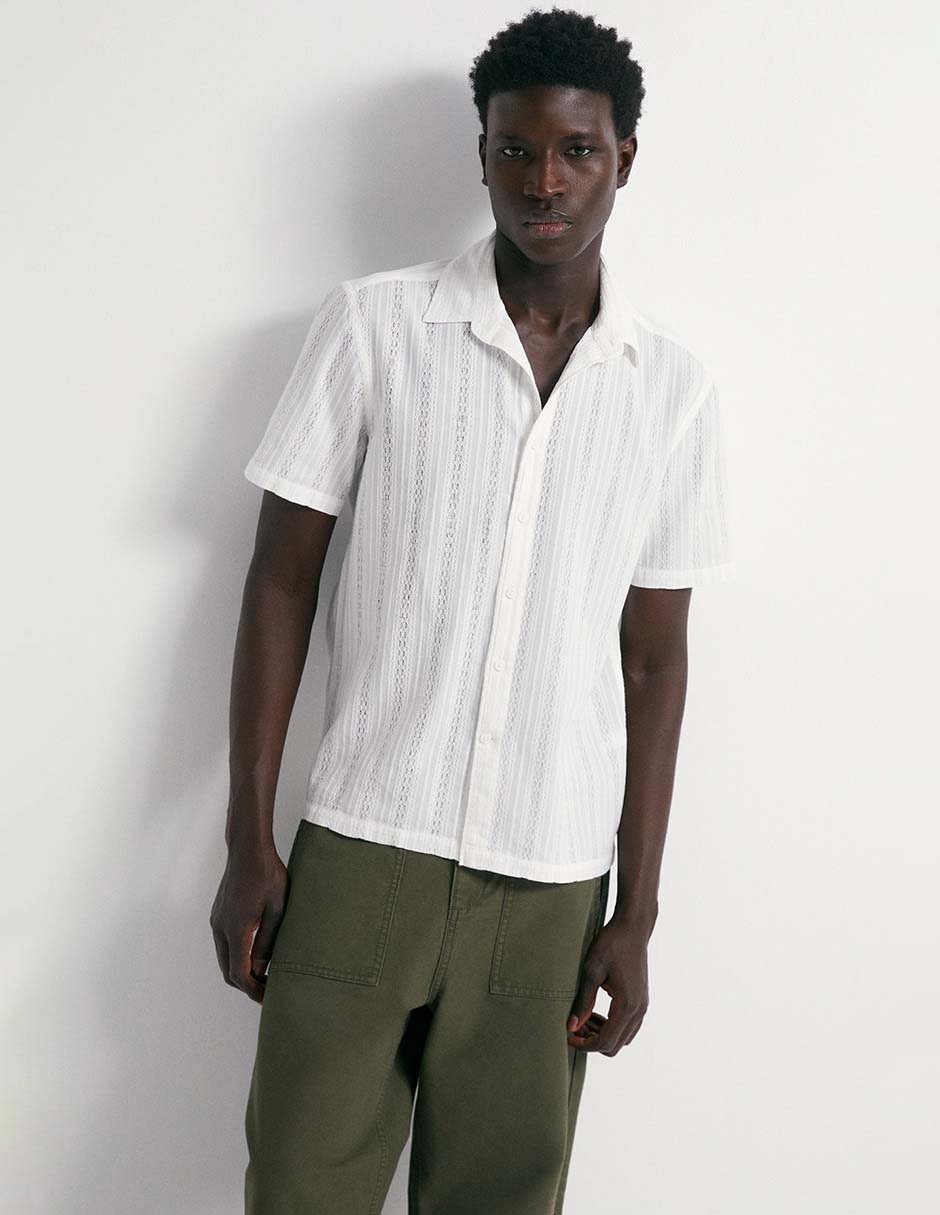 Camisa casual de algodón manga corta para hombre Camisa casual de algodón manga corta para hombre