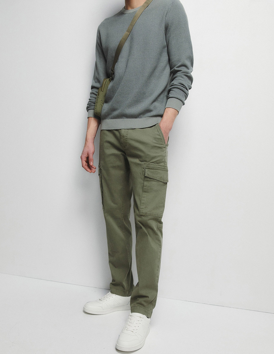 Pantalón casual cargo straight de algodón para hombre Pantalón casual cargo straight de algodón para hombre